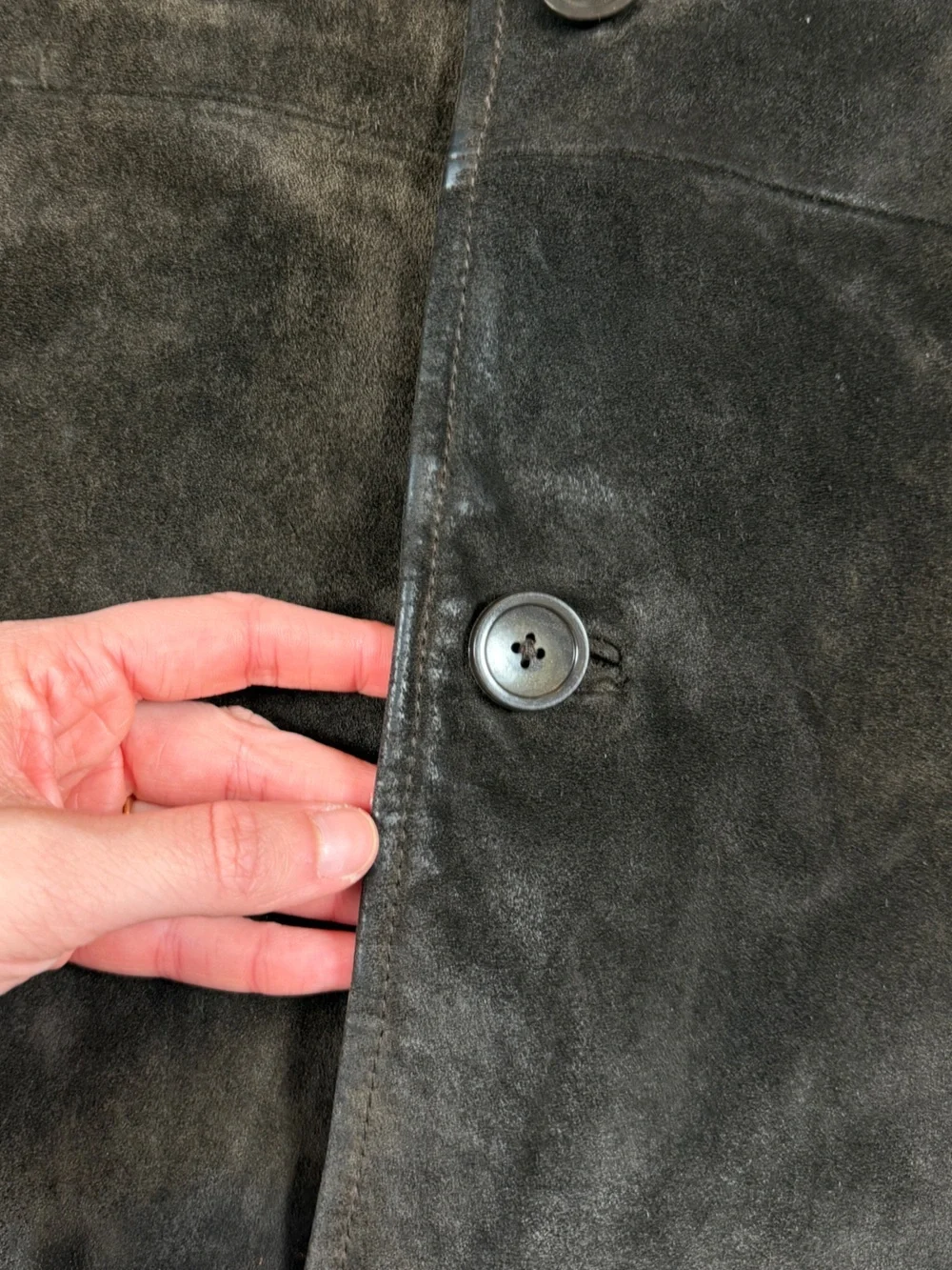 J Crew Brown Suede Leather Button Front Collared Harrington Jacket Men’s M Heavy
